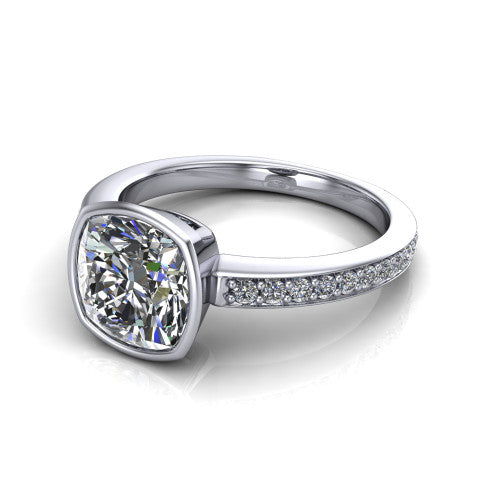 Blair Cushion Shape Classic Engagement Ring in 14K White Gold