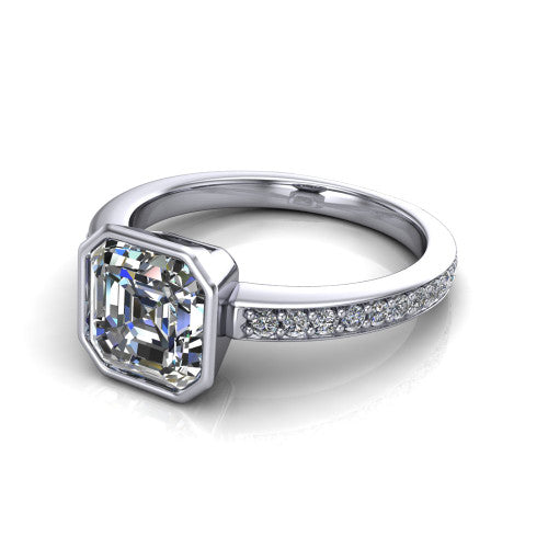 Blair Square Emerald Shape Classic Engagement Ring in 14K White Gold