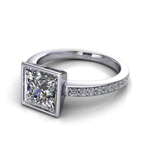 Blair Princess Shape Classic Engagement Ring in 14K White Gold
