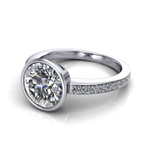 Blair Round Shape Classic Engagement Ring in 18K White Gold