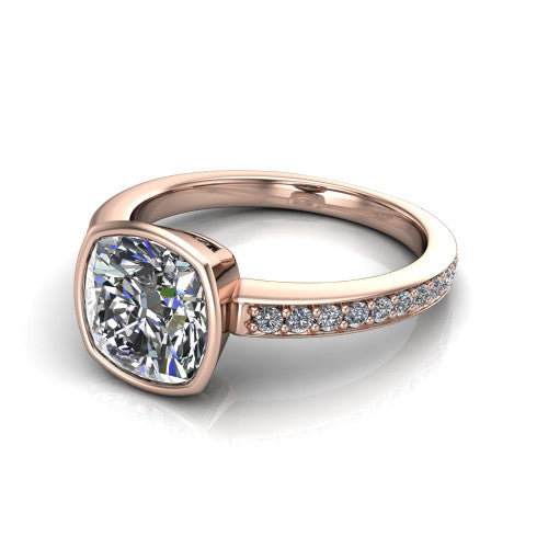 Blair Cushion Shape Classic Engagement Ring in 14K Rose Gold