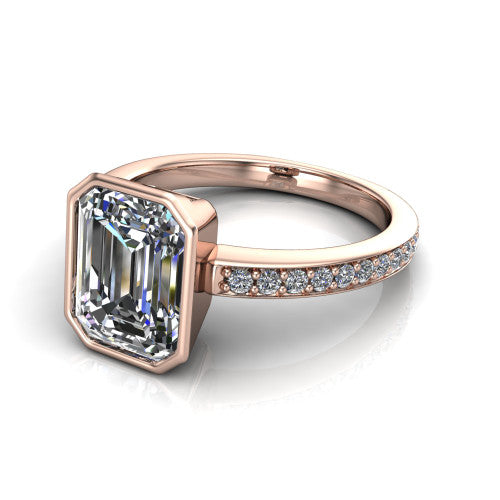 Blair Emerald Shape Classic Engagement Ring in 14K Rose Gold