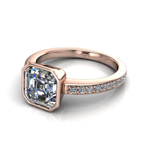 Blair Square Emerald Shape Classic Engagement Ring in 14K Rose Gold