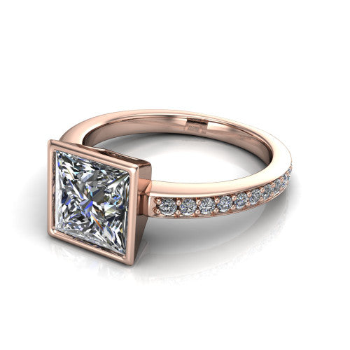 Blair Princess Shape Classic Engagement Ring in 14K Rose Gold