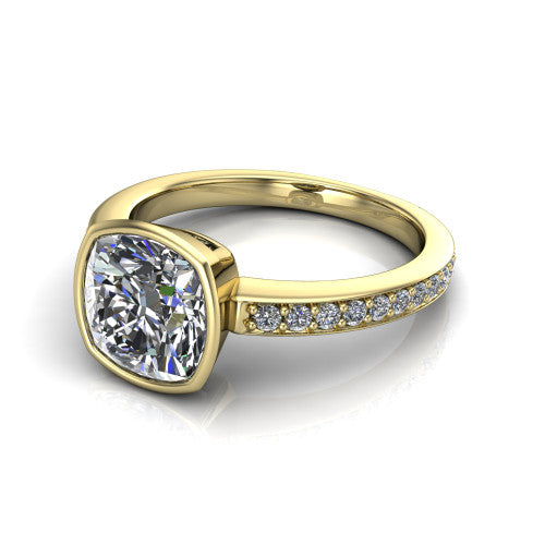 Blair Cushion Shape Classic Engagement Ring in 14K Yellow Gold