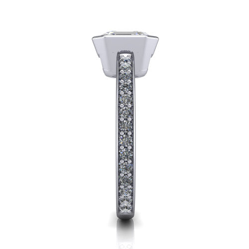 Blair Square Emerald Shape Classic Engagement Ring in 14K White Gold