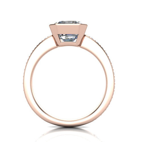 Blair Square Emerald Shape Classic Engagement Ring in 14K Rose Gold