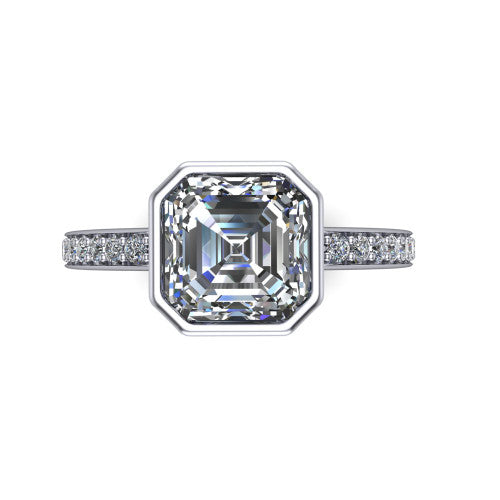 Blair Square Emerald Shape Classic Engagement Ring in 14K White Gold
