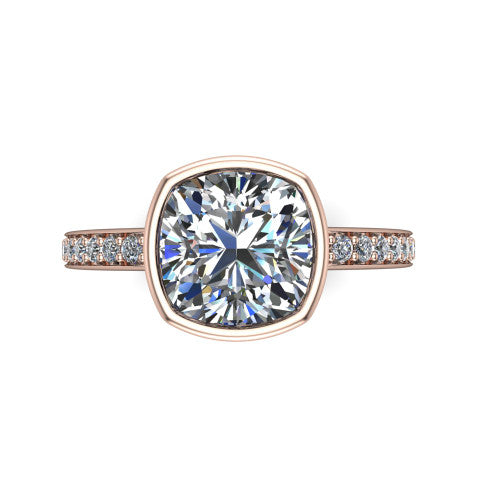 Blair Cushion Shape Classic Engagement Ring in 18K Rose Gold