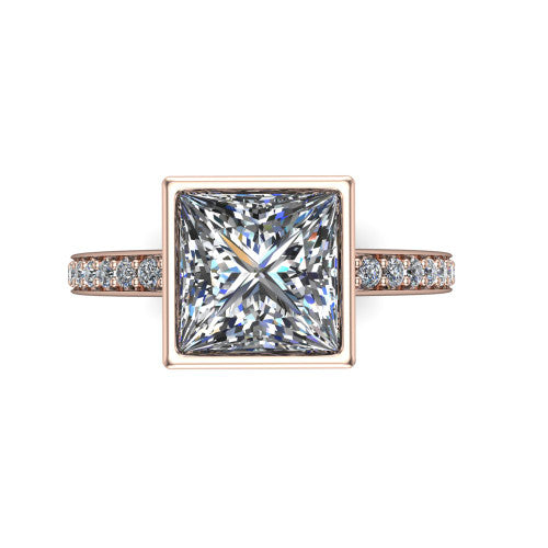 Blair Princess Shape Classic Engagement Ring in 18K Rose Gold