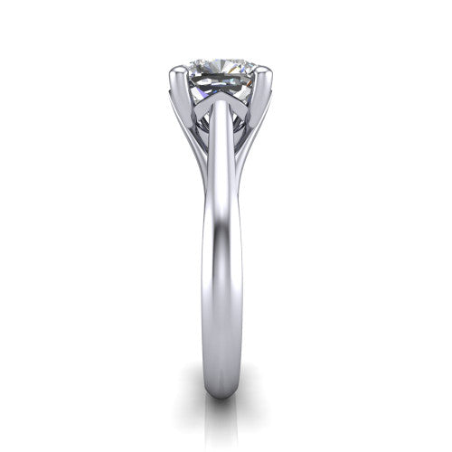 Francesca cushion-cut solitaire engagement ring in Platinum, side profile showing the split shank and openwork gallery