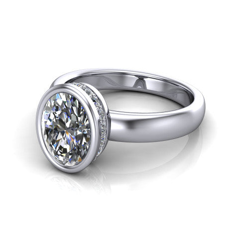Willa Oval Shape Hidden Halo Engagement Ring in 18K White Gold