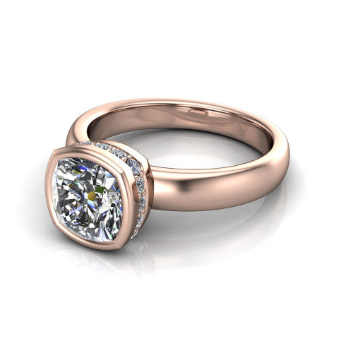 Willa Cushion Shape Hidden Halo Engagement Ring in 18K Rose Gold