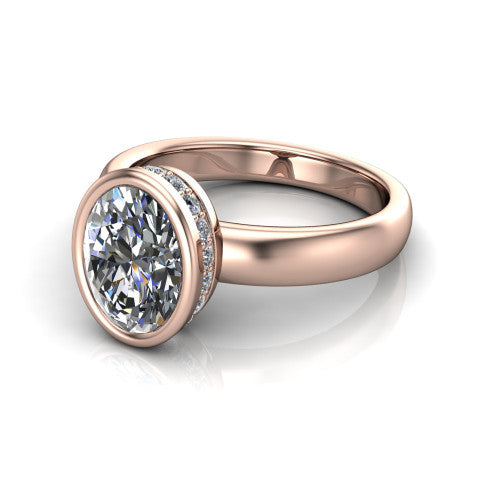 Willa Oval Shape Hidden Halo Engagement Ring in 14K Rose Gold