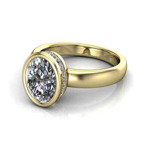 Willa Oval Shape Hidden Halo Engagement Ring in 18K Yellow Gold