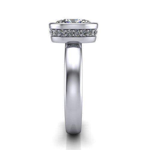 Willa Oval Shape Hidden Halo Engagement Ring in Platinum