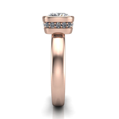 Willa Cushion Shape Hidden Halo Engagement Ring in 18K Rose Gold
