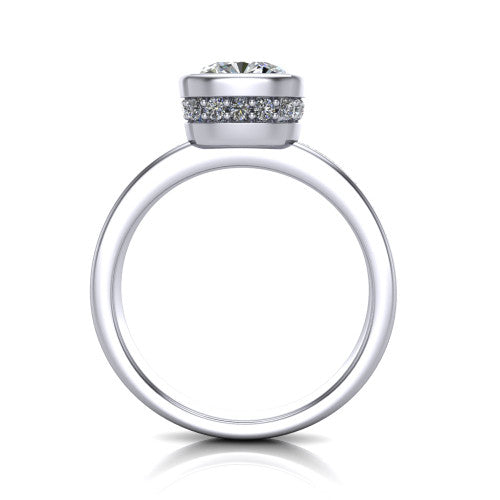 Willa Cushion Shape Hidden Halo Engagement Ring in 18K White Gold