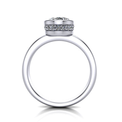 Willa Oval Shape Hidden Halo Engagement Ring in 18K White Gold