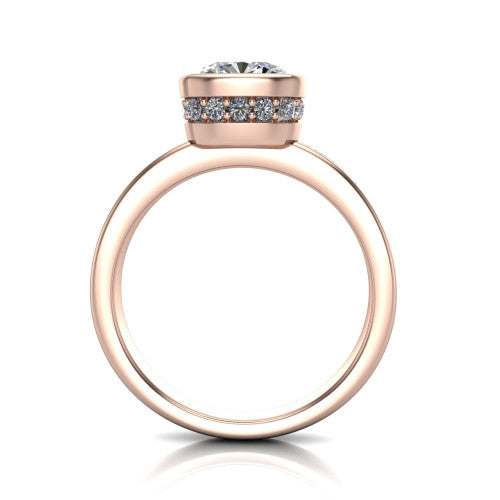 Willa Cushion Shape Hidden Halo Engagement Ring in 14K Rose Gold