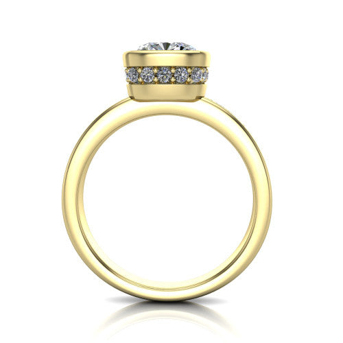 Willa Cushion Shape Hidden Halo Engagement Ring in 14K Yellow Gold