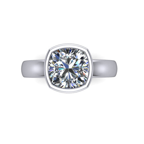 Willa Cushion Shape Hidden Halo Engagement Ring in Platinum