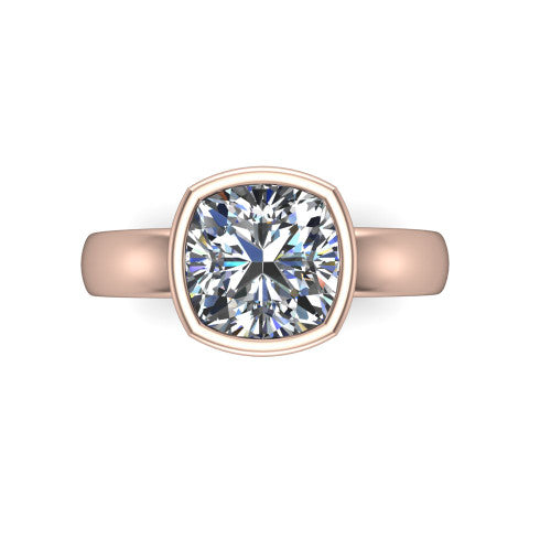 Willa Cushion Shape Hidden Halo Engagement Ring in 18K Rose Gold