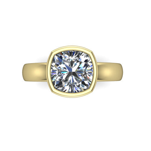 Willa Cushion Shape Hidden Halo Engagement Ring in 18K Yellow Gold