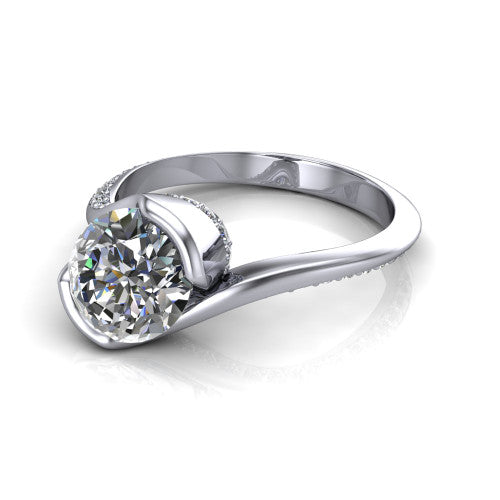 Bianca Oval Shape Classic Engagement Ring in 14K White Gold