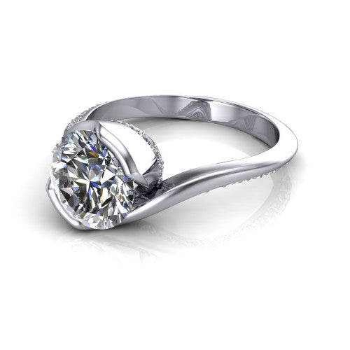 Bianca Round Shape Classic Engagement Ring in 14K White Gold