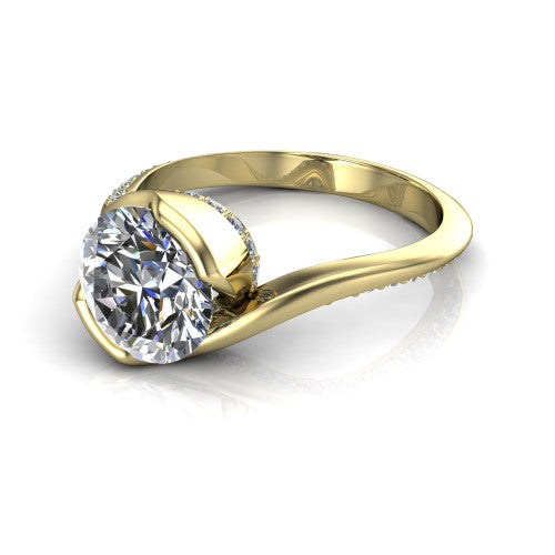 Bianca Round Shape Classic Engagement Ring in 14K Yellow Gold