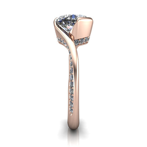 Bianca Cushion Shape Classic Engagement Ring in 18K Rose Gold