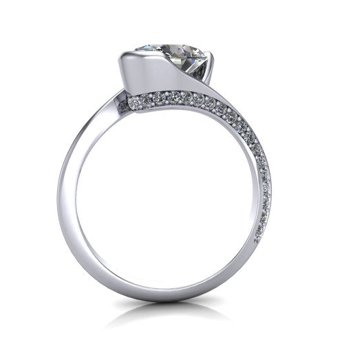 Bianca Oval Shape Classic Engagement Ring in 18K White Gold