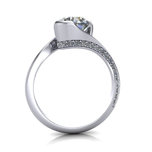 Bianca Round Shape Classic Engagement Ring in 18K White Gold