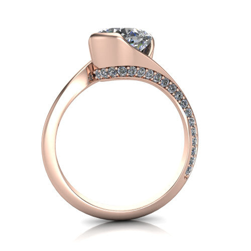 Bianca Cushion Shape Classic Engagement Ring in 18K Rose Gold