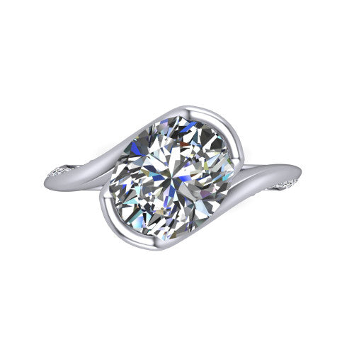 Bianca Oval Shape Classic Engagement Ring in 18K White Gold