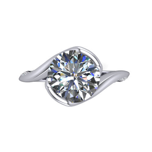 Bianca Round Shape Classic Engagement Ring in Platinum