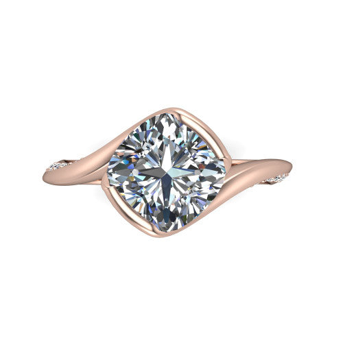 Bianca Cushion Shape Classic Engagement Ring in 14K Rose Gold