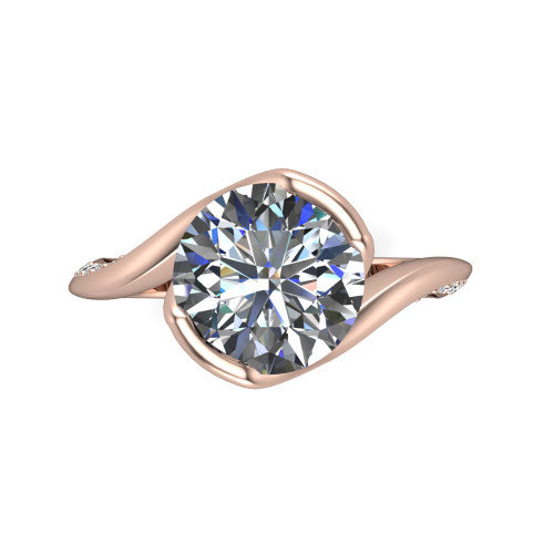 Bianca Round Shape Classic Engagement Ring in 18K Rose Gold