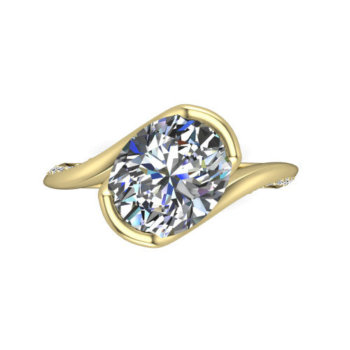 Bianca Oval Shape Classic Engagement Ring in 18K Yellow Gold