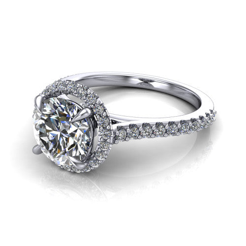 Vivienne Round Shape Halo Engagement Ring in Platinum