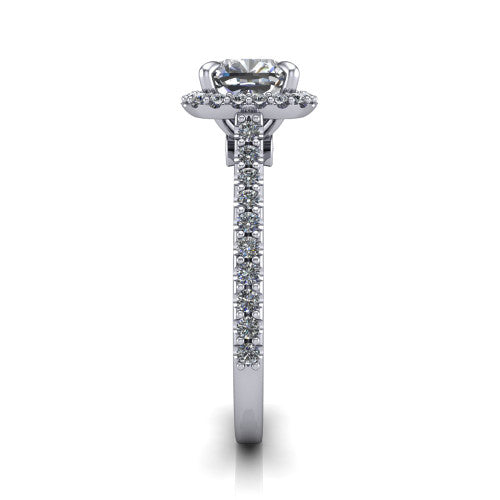 Vivienne Cushion Shape Halo Engagement Ring in 18K White Gold