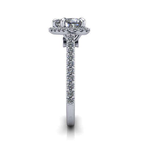 Vivienne Heart Shape Halo Engagement Ring in 14K White Gold