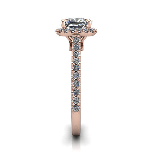 Vivienne Cushion Shape Halo Engagement Ring in 14K Rose Gold