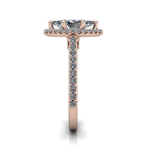 Vivienne Marquise Shape Halo Engagement Ring in 14K Rose Gold