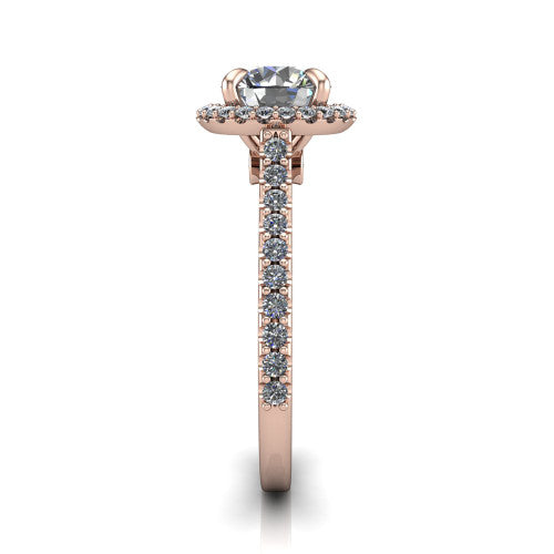 Vivienne Round Shape Halo Engagement Ring in 14K Rose Gold