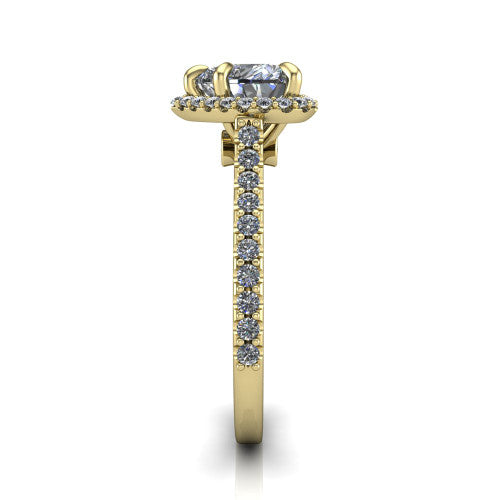 Vivienne Heart Shape Halo Engagement Ring in 14K Yellow Gold