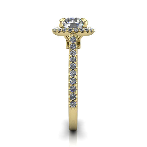 Vivienne Round Shape Halo Engagement Ring in 14K Yellow Gold