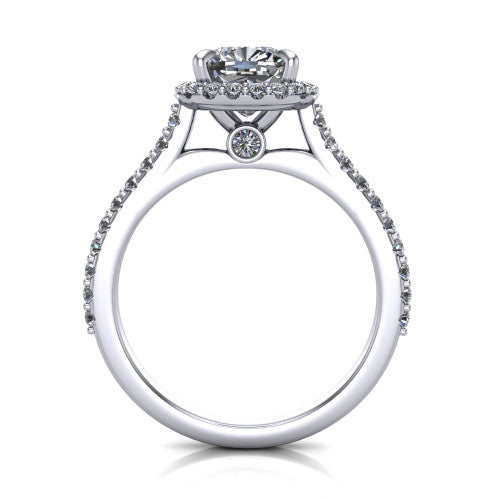 Vivienne Cushion Shape Halo Engagement Ring in 18K White Gold