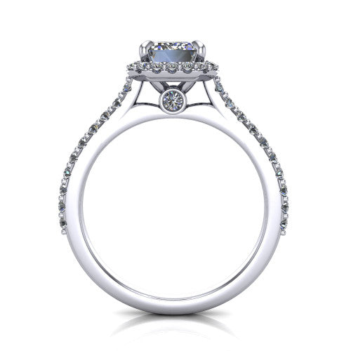 Vivienne Emerald Shape Halo Engagement Ring in Platinum